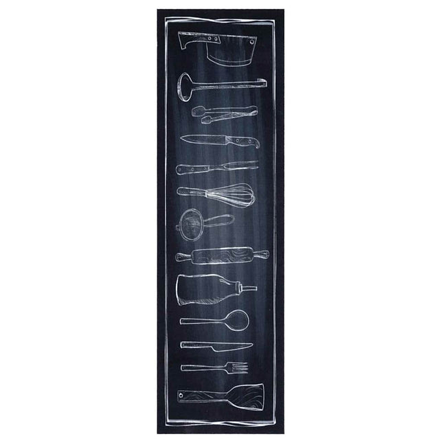 Køkken tæppe Sort 150 x 45 cm Fløjl