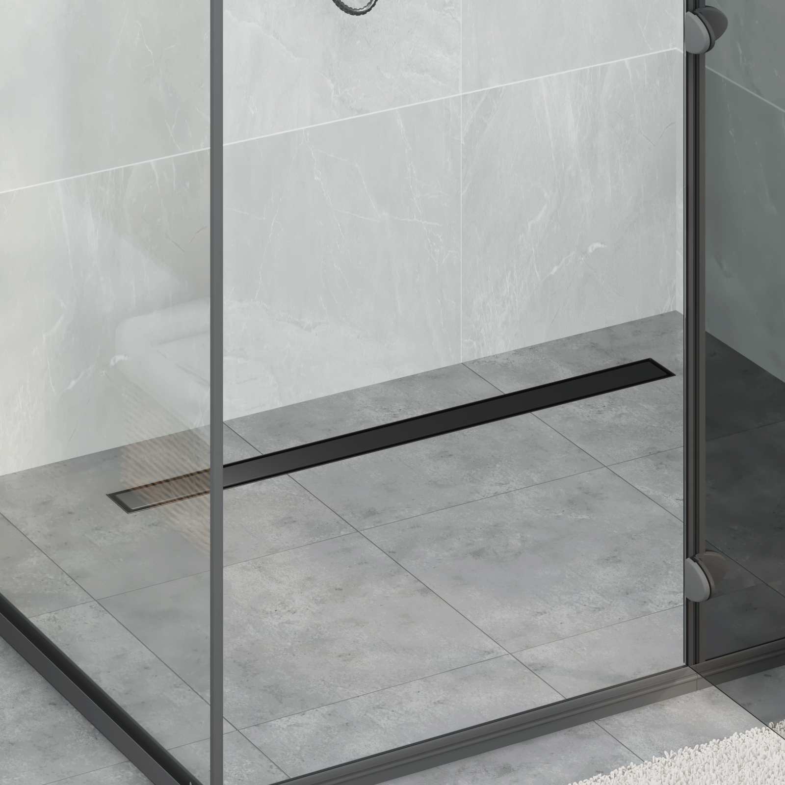 Bruserafløb 2-i-1 med 360° Siphon Sort 90 cm Rustfrit Stål 304