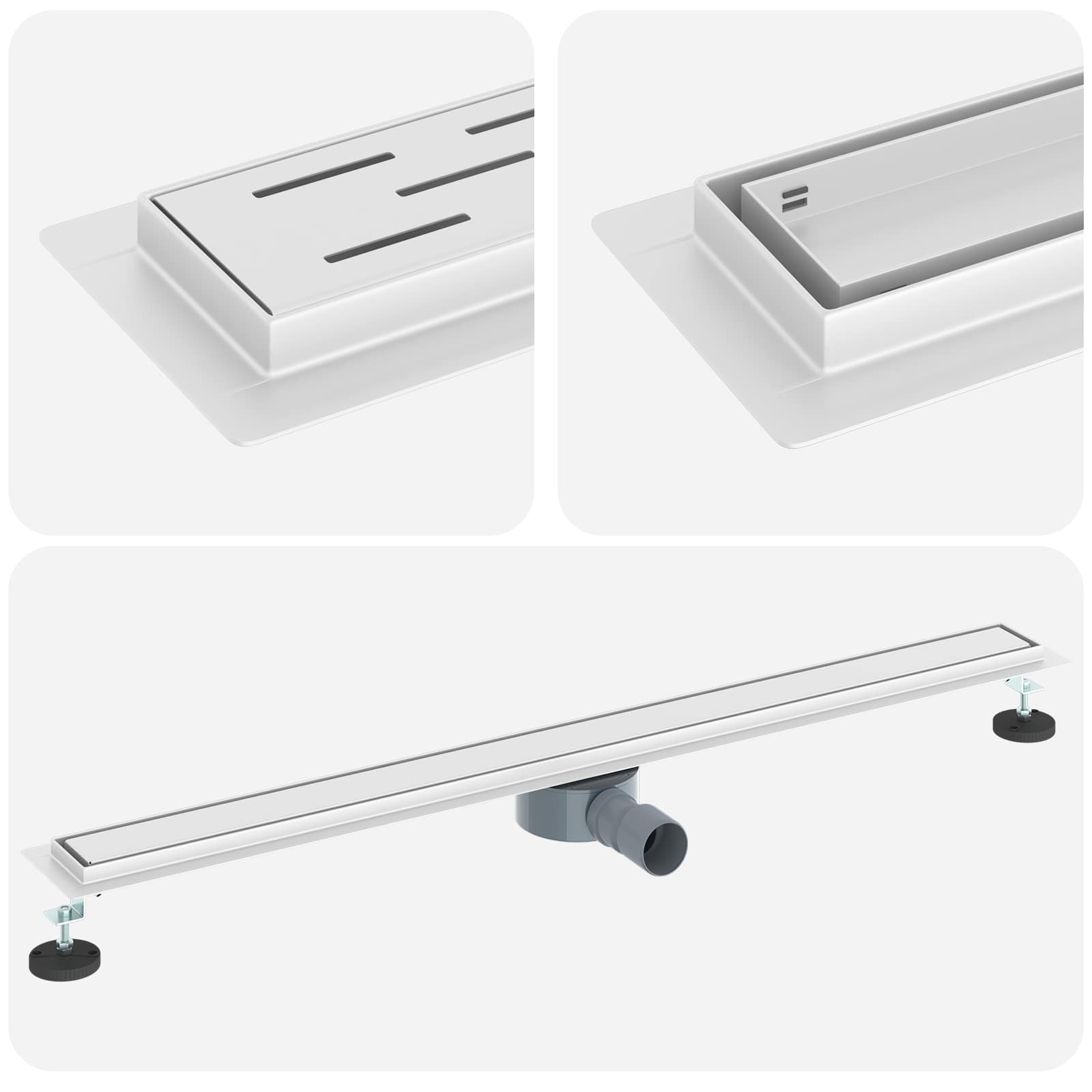 Bruserafløb 2-i-1 med 360° Siphon Sølv 100 cm Rustfrit Stål 304