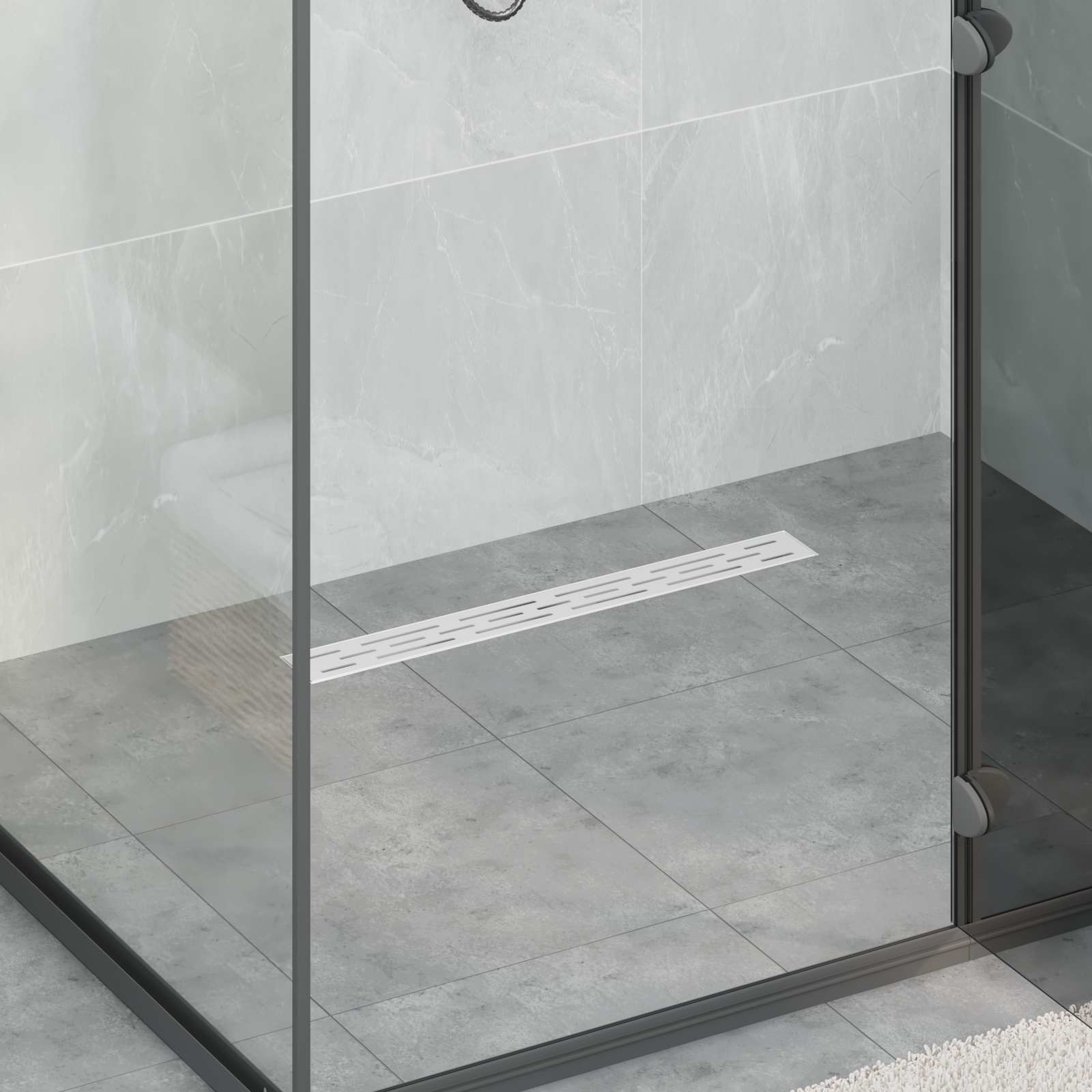 Bruseafløb Glasdæksel med 360° Siphon Sølv 60 cm