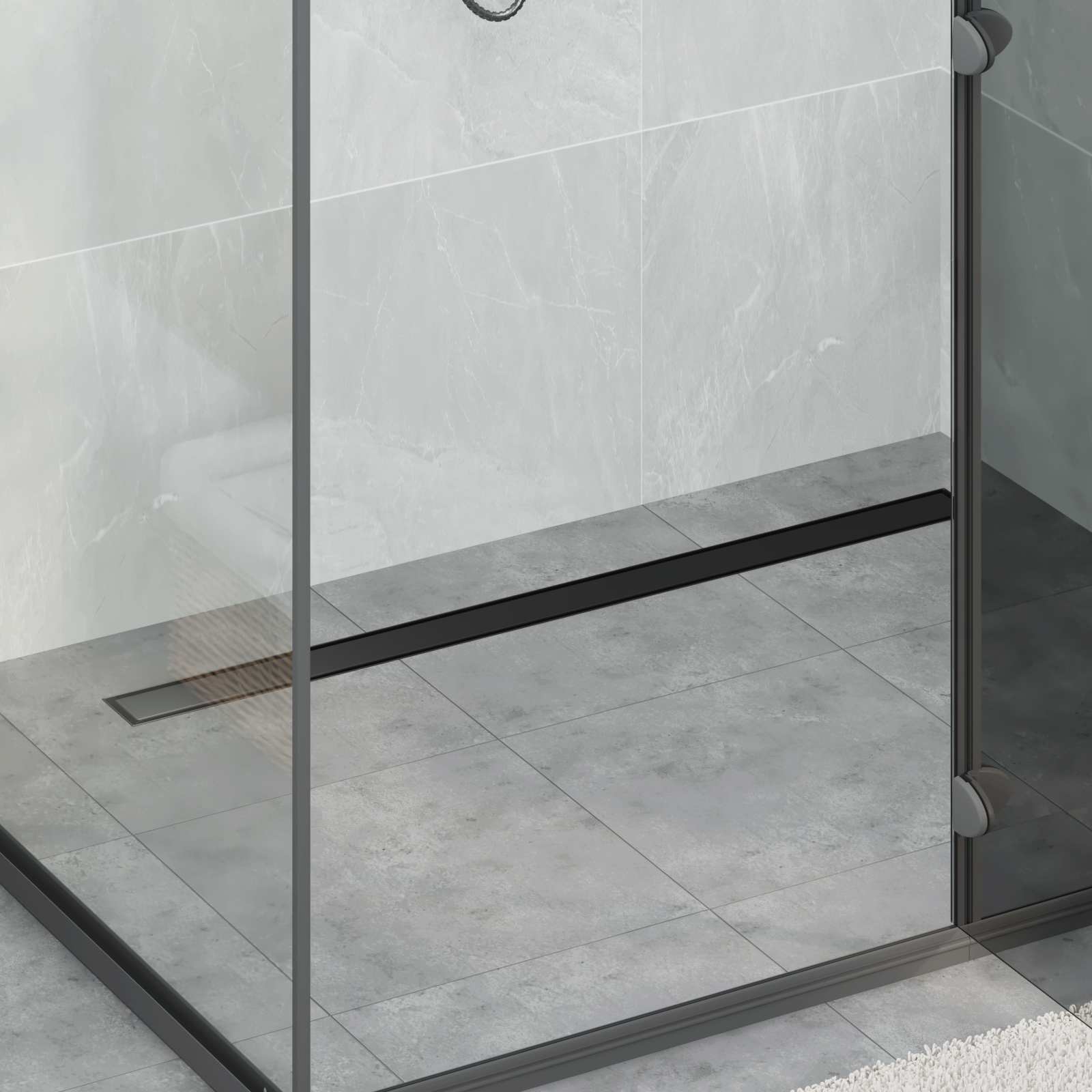 Bruserafløb 2-i-1 med 360° Siphon Sort 100 cm Rustfrit Stål 304