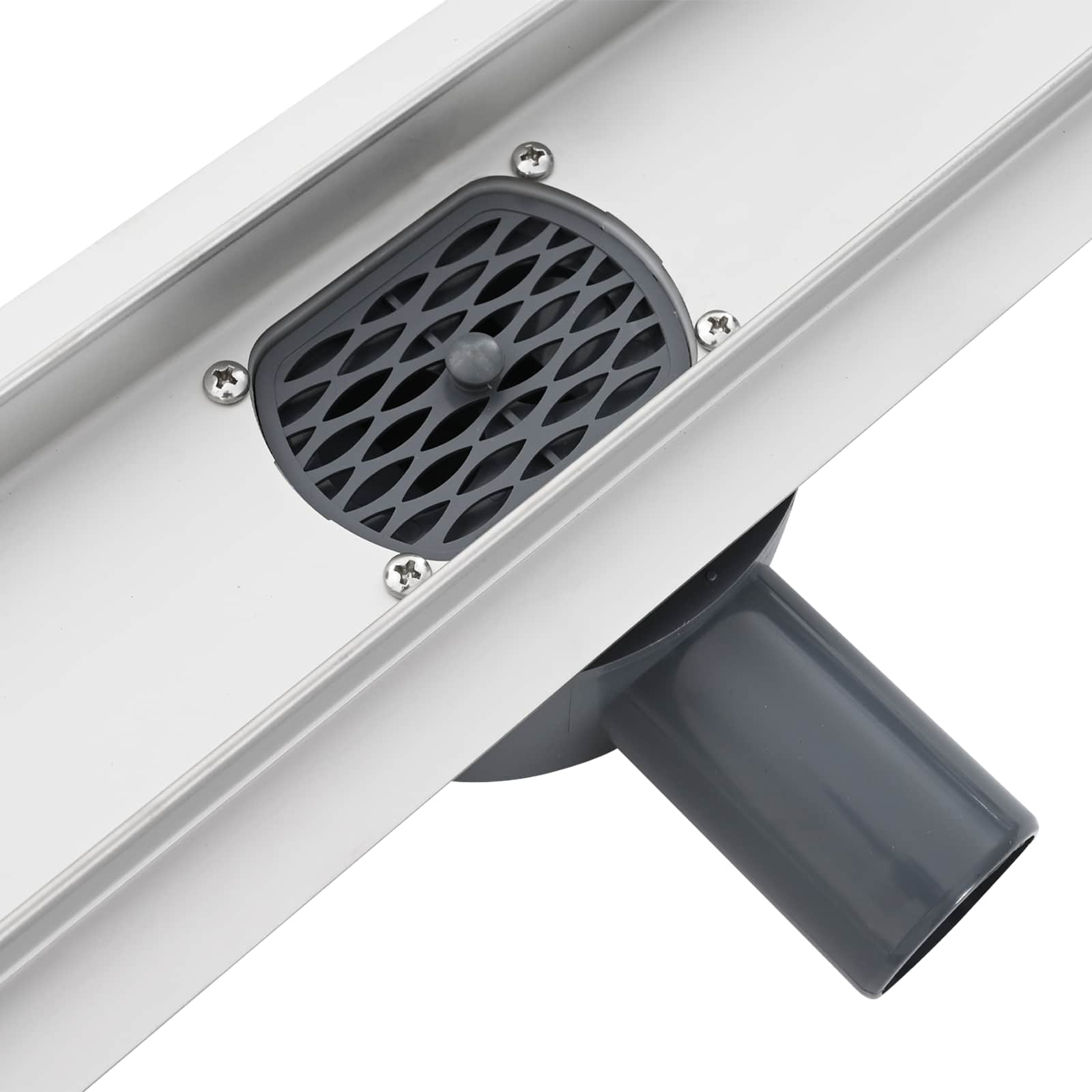 Bruseafløb Glasdæksel med 360° Siphon Sølv 100 cm