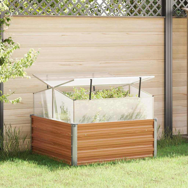 Haveplantekasse med drivhus Lys Brun 100 x 100 x 77 cm