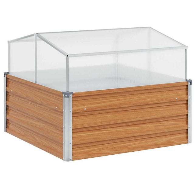 Haveplantekasse med drivhus Lys Brun 100 x 100 x 77 cm