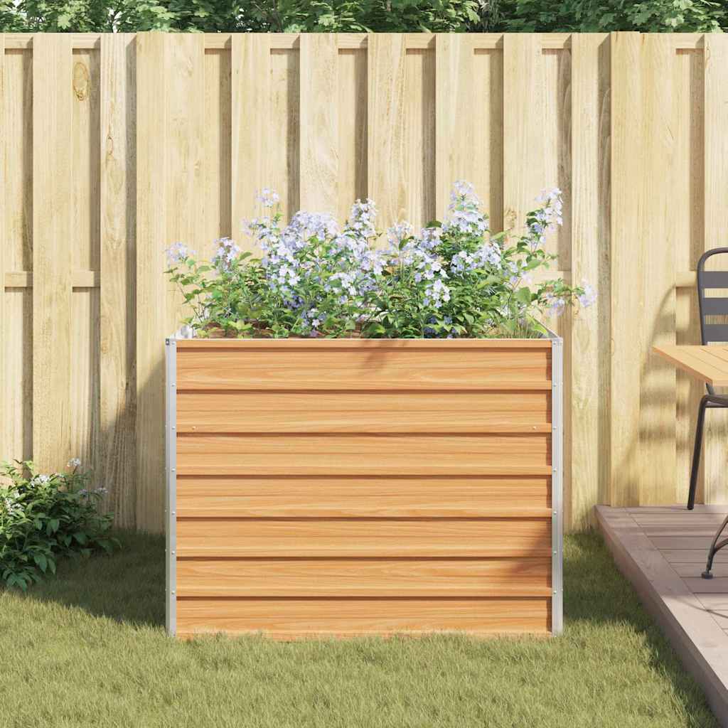 Højbed Lys Brun 100 x 100 x 77 cm Galvaniseret stål