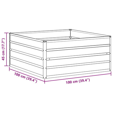 Højbed Lys Brun 100 x 100 x 45 cm Galvaniseret stål