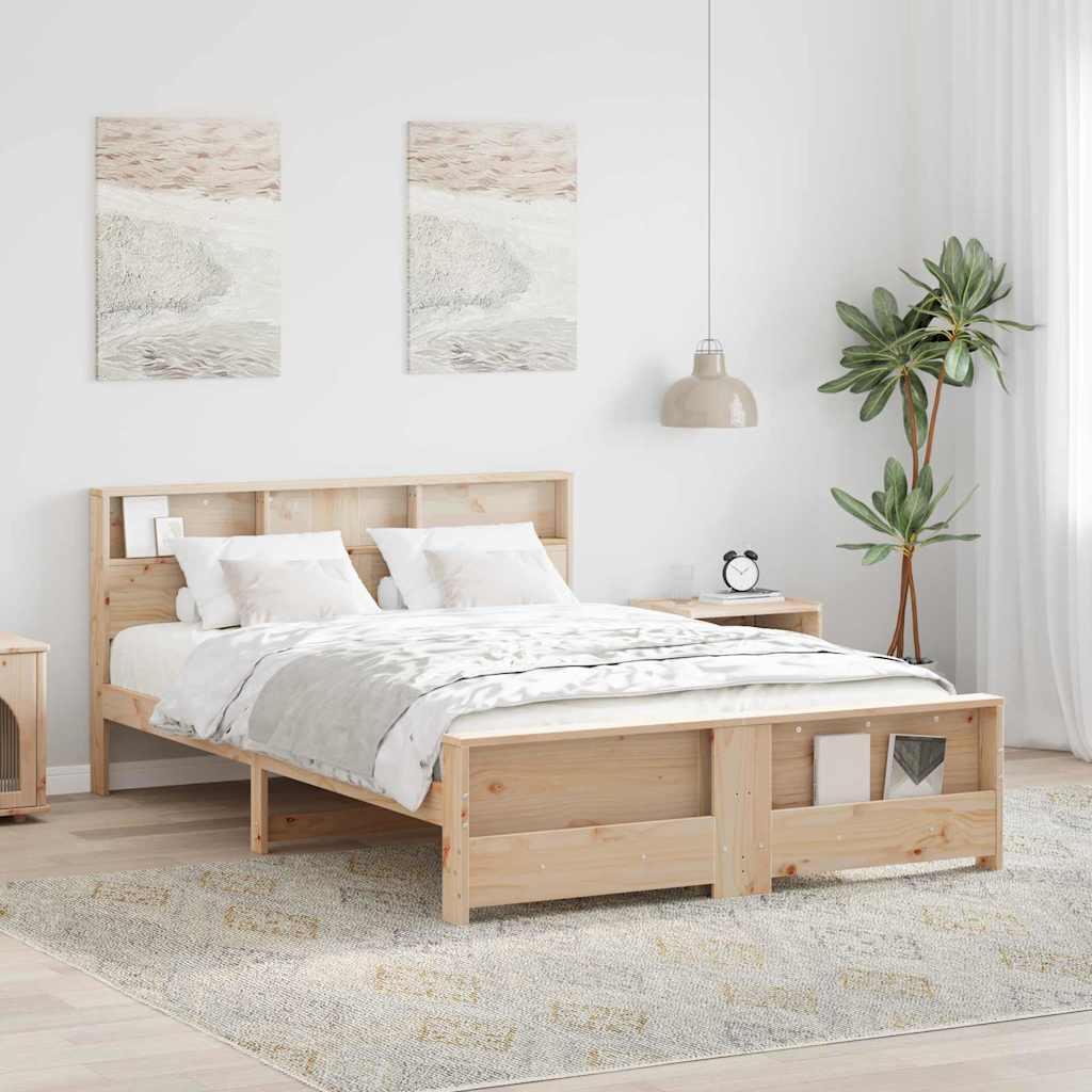 Sengestel med hovedgærde Brun 150 x 200 cm Konstrueret træ
