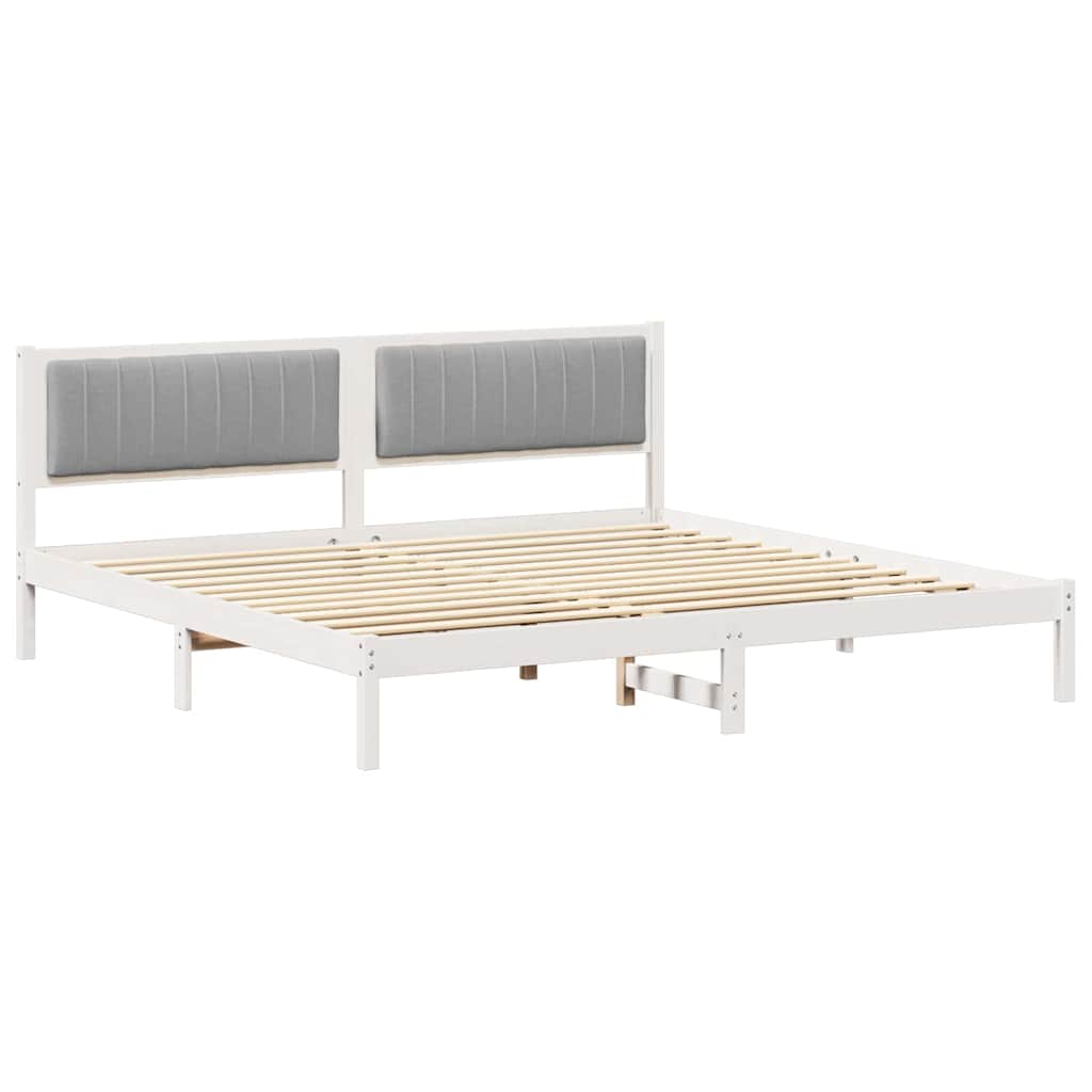Sengestel med hovedgærde Lysegrå 200 x 200 cm Massiv fyrretræ