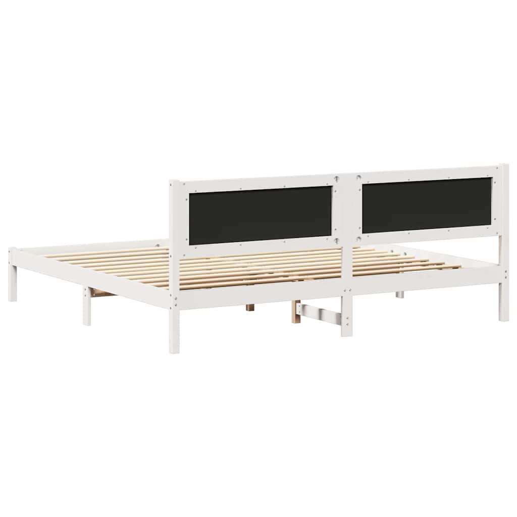 Sengestel med hovedgærde Lysegrå 200 x 200 cm Massiv fyrretræ