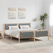 Sengestel med hovedgærde Lysegrå 160 x 200 cm Massiv fyrretræ