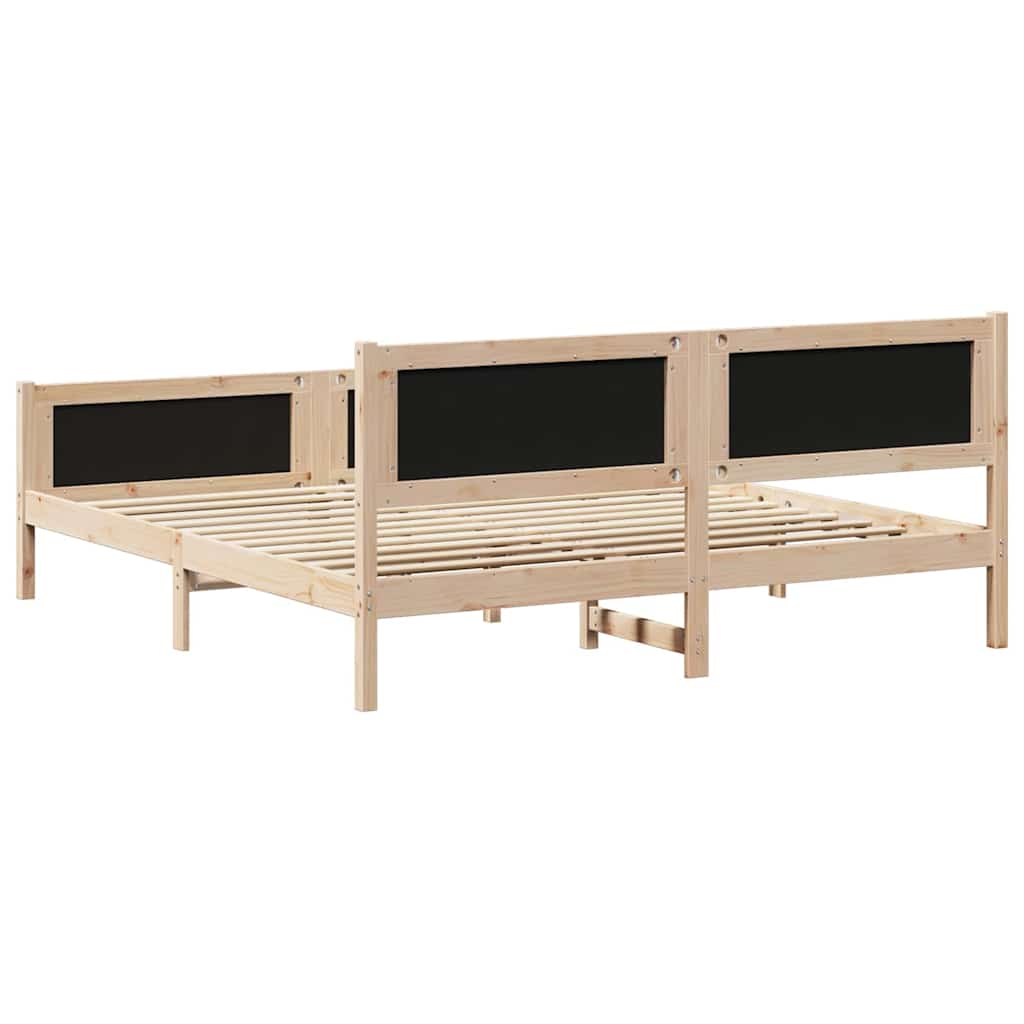 Sengestel med hovedgærde Lysegrå 160 x 200 cm Massiv fyrretræ