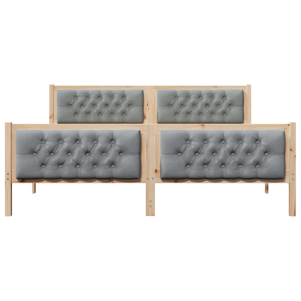 Sengestel med hovedgærde Lysegrå 160 x 200 cm Massiv fyrretræ