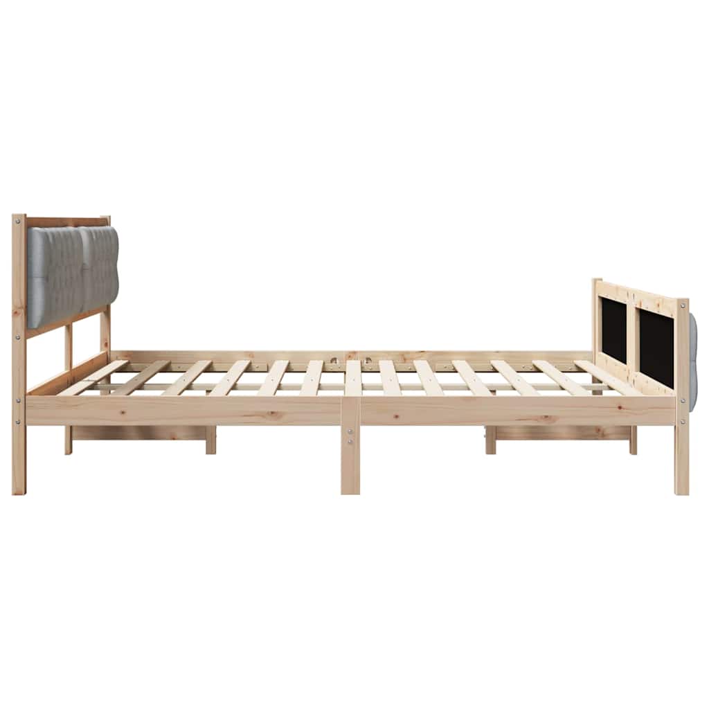 Sengestel med hovedgærde Lysegrå 160 x 200 cm Massiv fyrretræ
