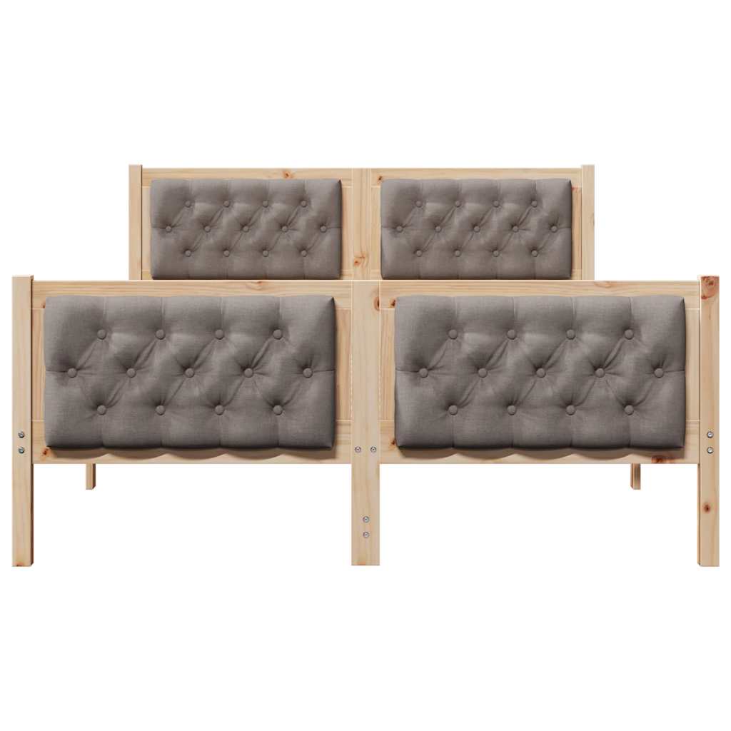 Sengestel med hovedgærde Gråbrun 140 x 200 cm Massiv fyrretræ