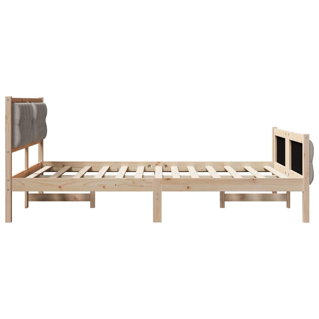 Sengestel med hovedgærde Gråbrun 140 x 200 cm Massiv fyrretræ