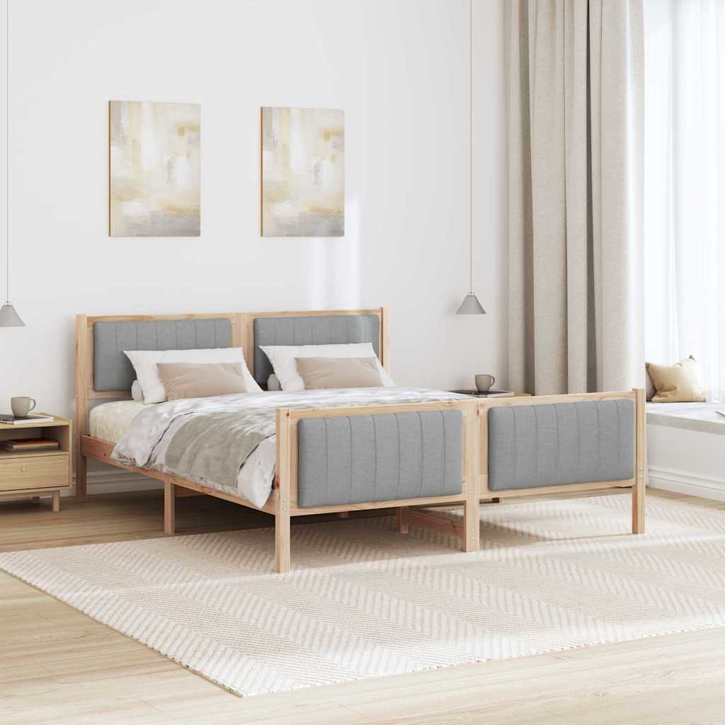 Sengestel Brun og lys grå 150 x 200 cm Massivt fyrretræ