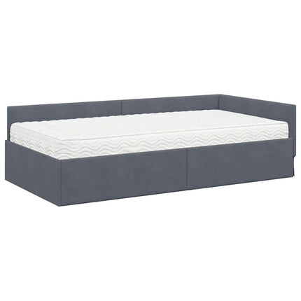 Hjørnesengramme med Madras Andet 2 stk. Grå Fløjl