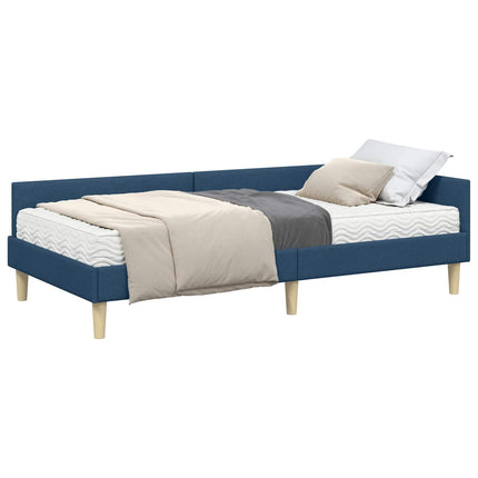 Hjørnesengramme med Madras 2 stk. Blå 90 x 190 cm Stof
