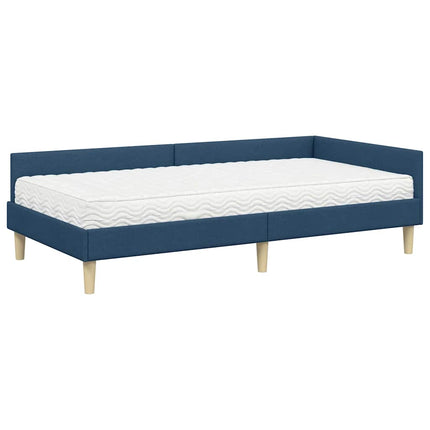 Hjørnesengramme med Madras 2 stk. Blå 90 x 190 cm Stof