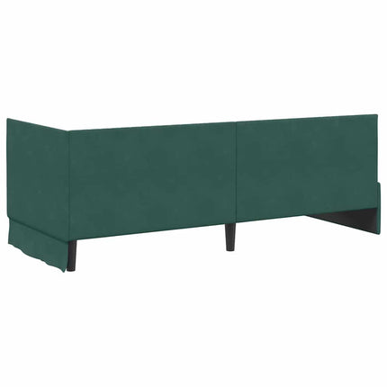 Hjørnesengramme med Madras 2 stk. Mørkegrøn 80 x 200 cm Fløjl