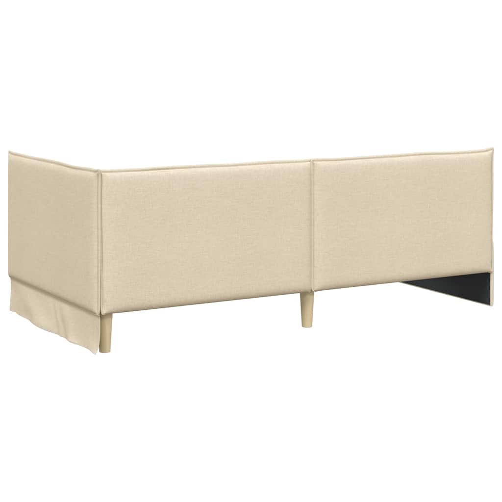 Hjørnesengramme med Madras med hovedgærde 2 pcs Creme Fløjl