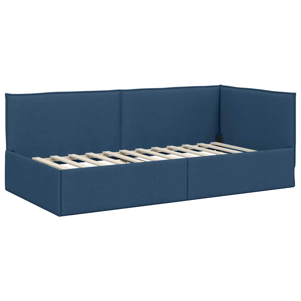 Hjørnesengramme med Madras med hovedgærde 2 pcs Blå Fløjl