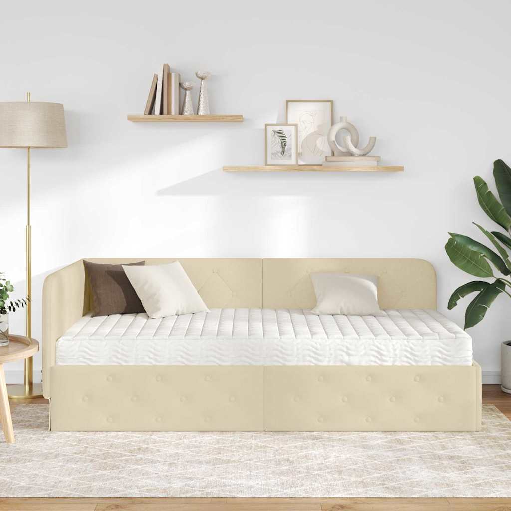 Hjørnesengramme Creme 100 x 200 cm Stof