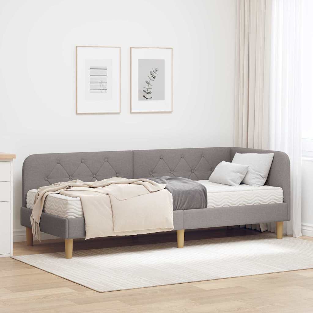 Hjørnesengramme Gråbrun 80 x 200 cm Stof