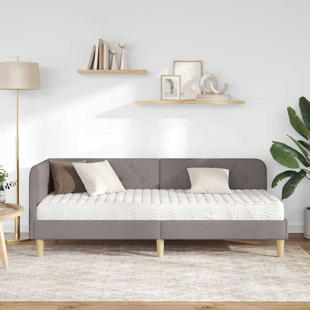 Hjørnesengramme Gråbrun 80 x 200 cm Stof