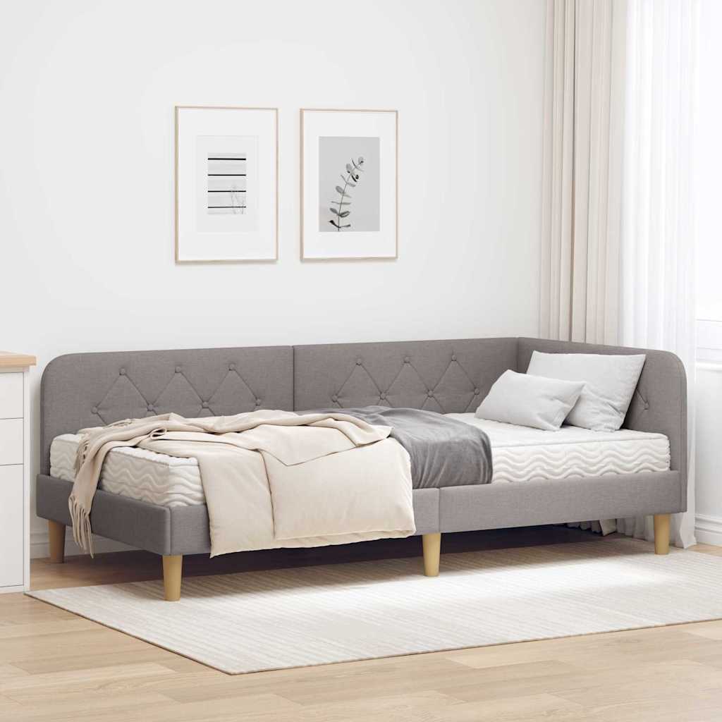 Hjørnesengramme Gråbrun 90 x 200 cm Stof