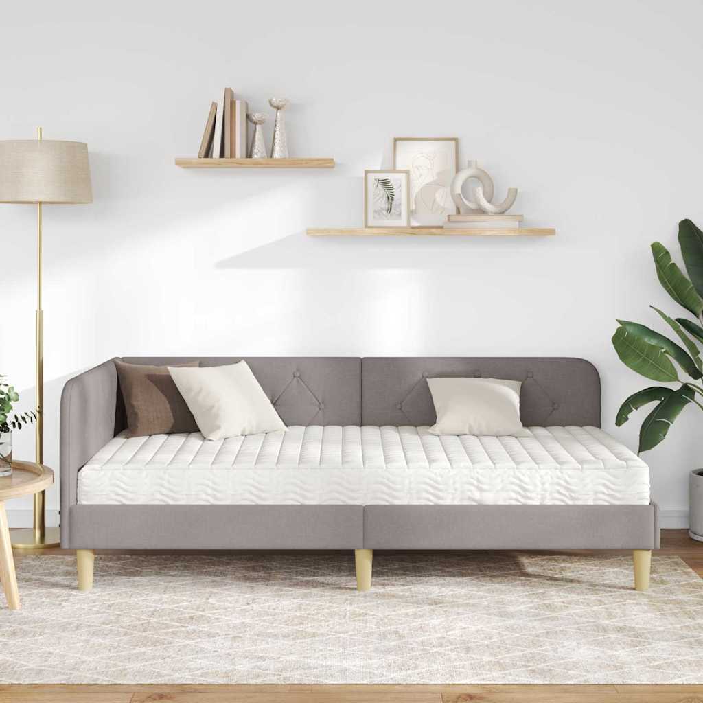 Hjørnesengramme Gråbrun 90 x 200 cm Stof