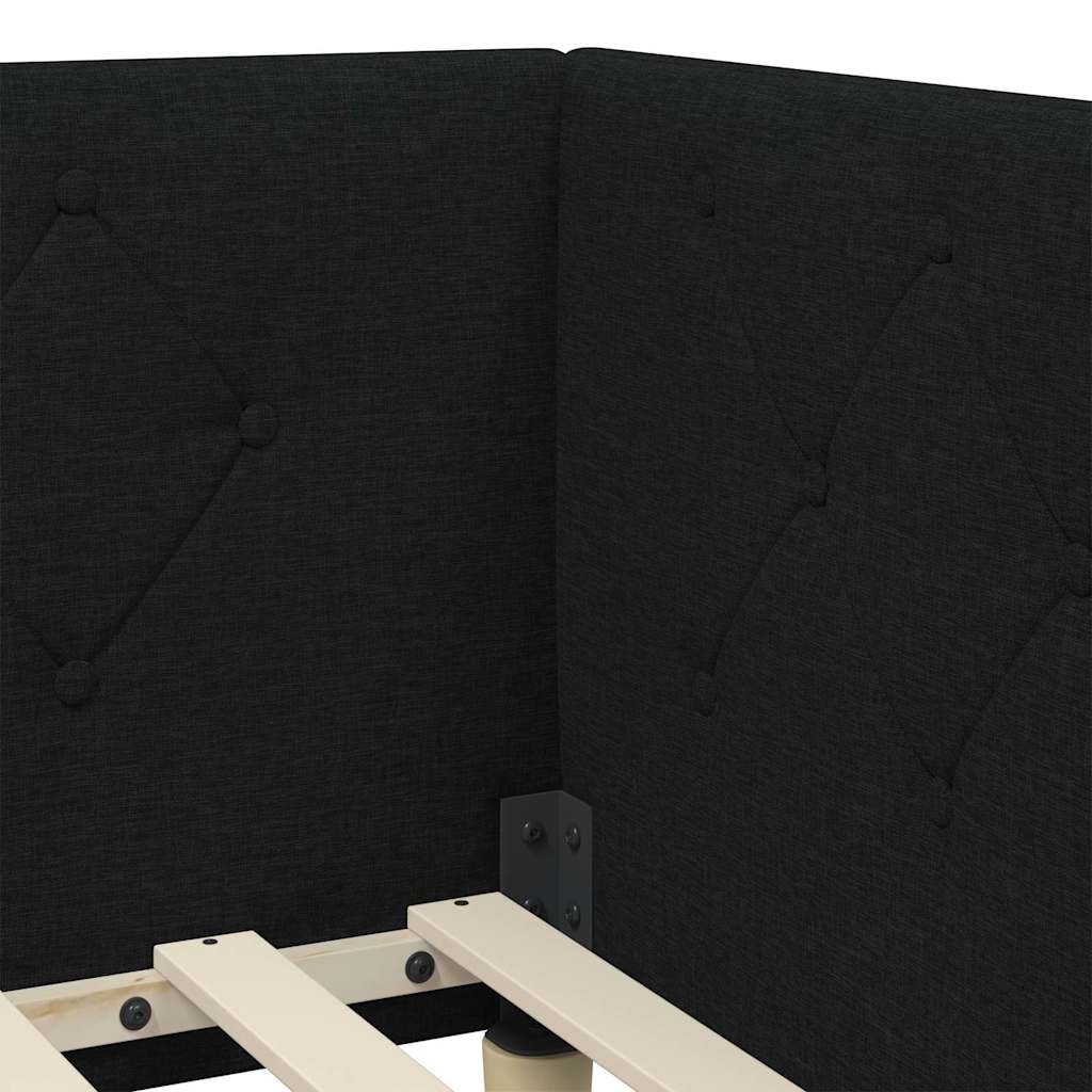 Hjørnesengramme Sort 100 x 200 cm Stof