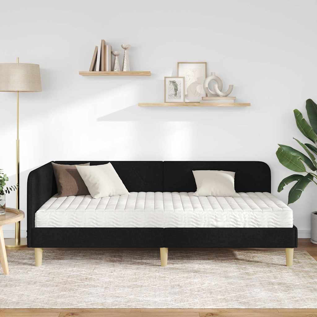 Hjørnesengramme Sort 100 x 200 cm Stof