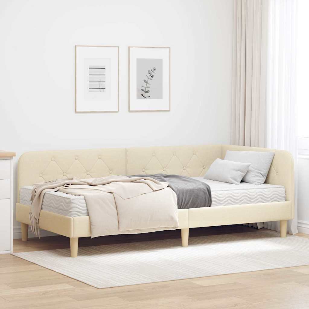 Hjørnesengramme Creme 100 x 200 cm Stof