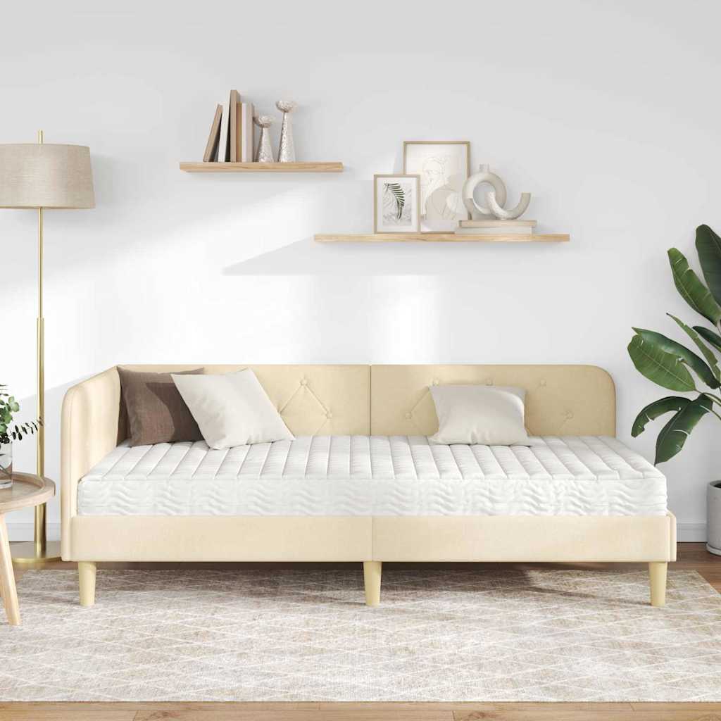 Hjørnesengramme Creme 100 x 200 cm Stof