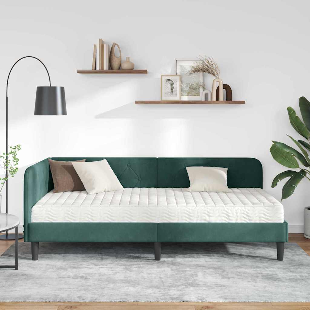Hjørnesengramme Mørkegrøn 100 x 200 cm Fløjl