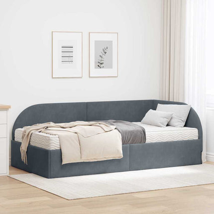 Hjørnesengramme med Madras med hovedgærde 2 pcs Grå Fløjl
