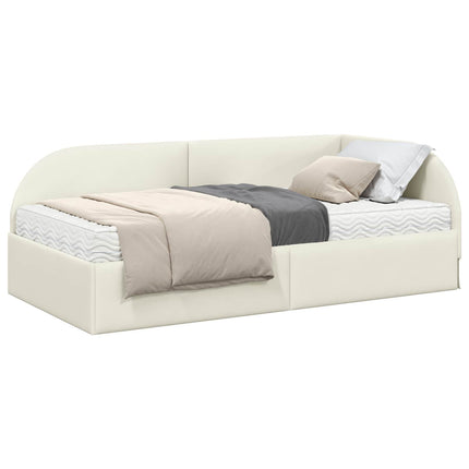 Hjørnesengramme med Madras med hovedgærde 2 pcs Creme Fløjl