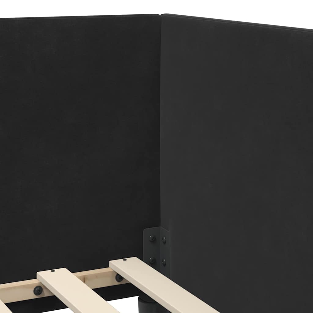 Hjørnesengramme med Madras med hovedgærde 2 pcs Sort Fløjl