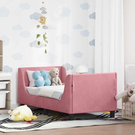 Sengestel til tumling med hovedgærde Lyserød 70 x 140 cm Fløjl