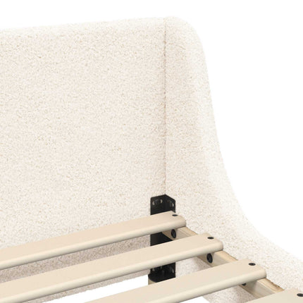Børnesengestel med hovedgærde Cremefarvet 80 x 160 cm Bouclé