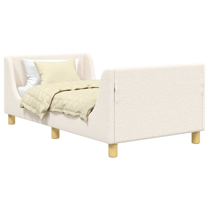 Børnesengestel med hovedgærde Cremefarvet 80 x 160 cm Bouclé