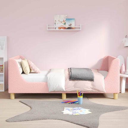 Børnesengestel med hovedgærde Lyserød 80 x 160 cm Bouclé