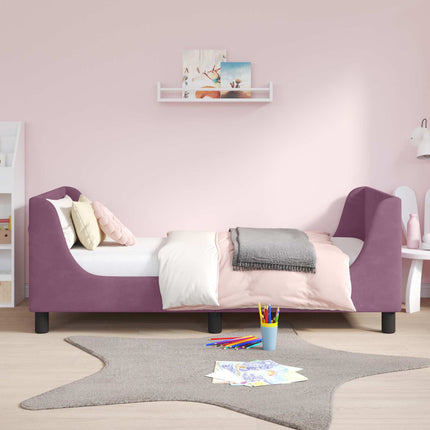 Børnesengestel med hovedgærde Lilla 80 x 160 cm Fløjl