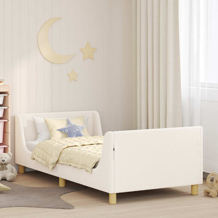 Børnesengestel med hovedgærde Cremefarvet 80 x 200 cm Bouclé