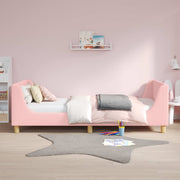 Børnesengestel med hovedgærde Lyserød 90 x 200 cm Bouclé