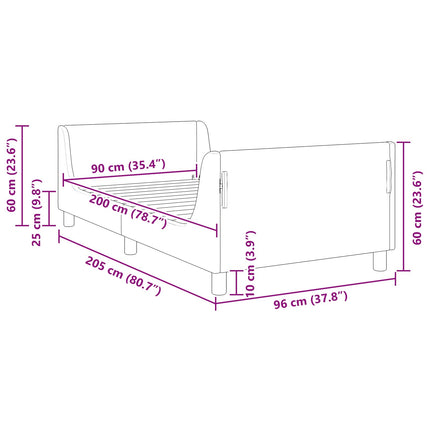 Børnesengestel med hovedgærde Lilla 90 x 200 cm Fløjl