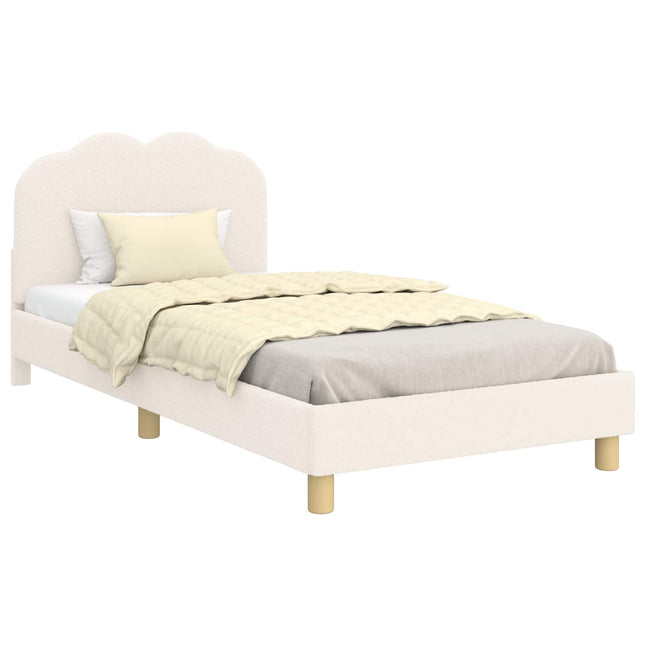 Børnesengestel med hovedgærde Cremefarvet 90 x 200 cm Bouclé