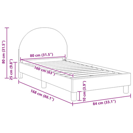 Børnesengestel med hovedgærde Lysegrå 80x160 cm Bouclé