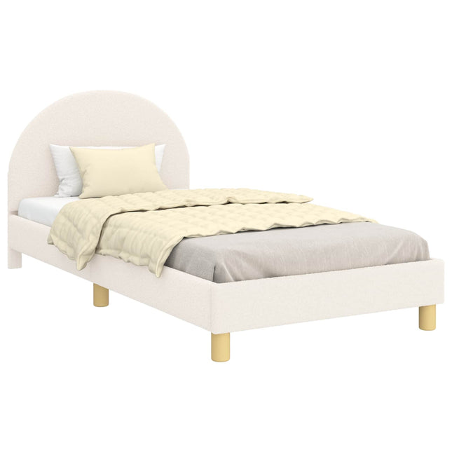 Børnesengestel med hovedgærde Cremefarvet 90 x 190 cm Bouclé